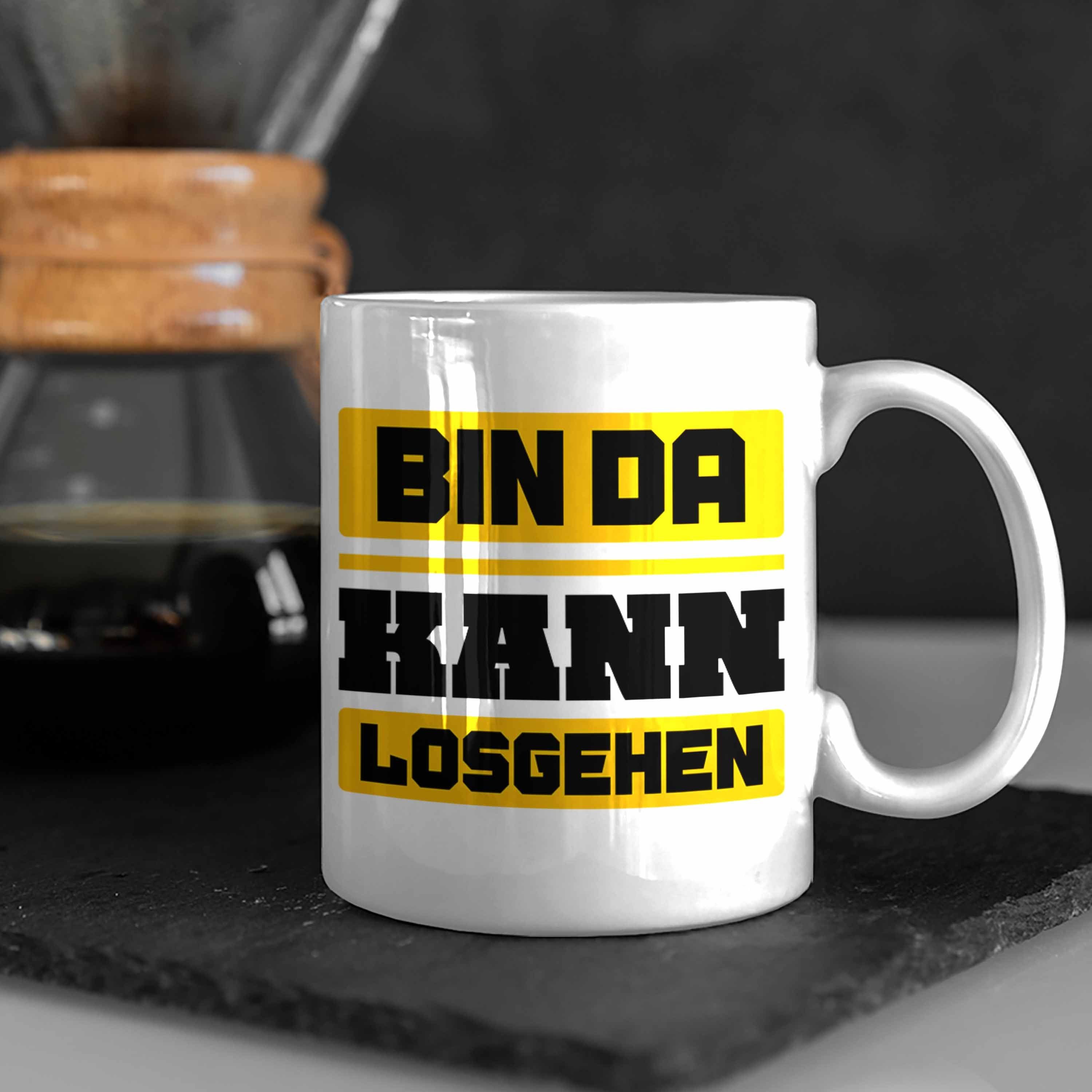 Witzige mit Trendation Tasse - Kaffeetasse Bin Kann Spruch Da Trendation Kollegin Spruch Lustiger Weiss Tasse Kollege Losgehen