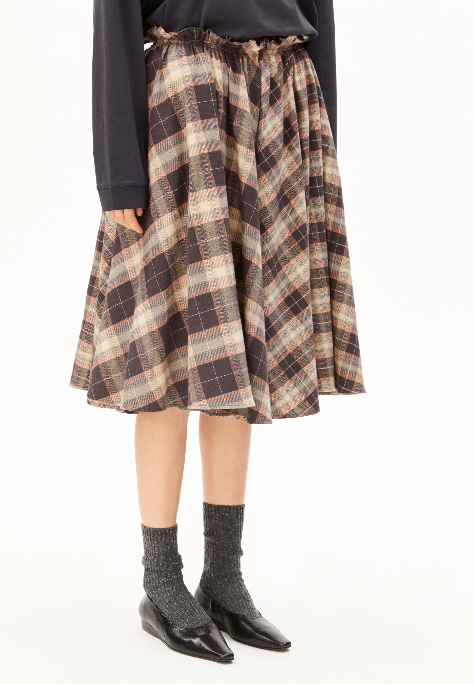 Armedangels Jerseyrock PATCHED CHECK Rock aus 100% Bio-Baumwolle (Relaxed Fit) Knielang