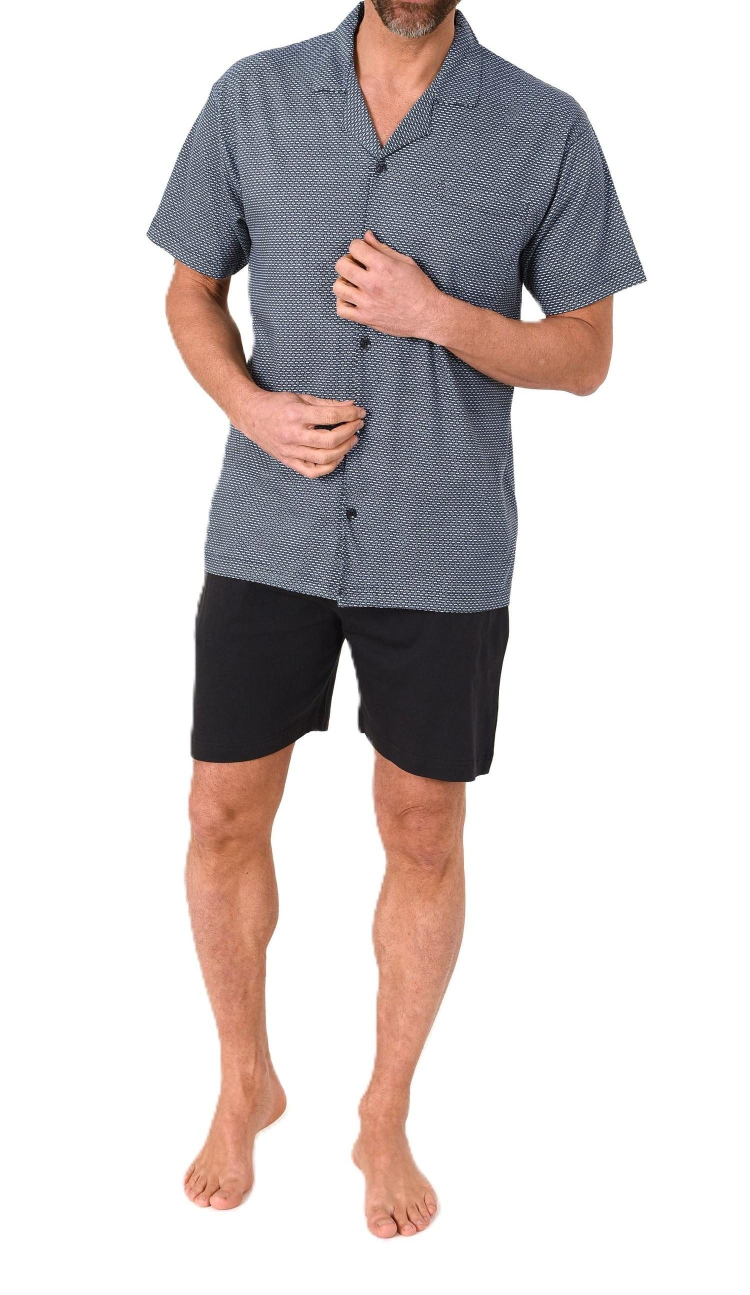 Normann Pyjama Herren Kurzarm Schlafanzug Shorty zum durchknöpfen, auch in Übergröße