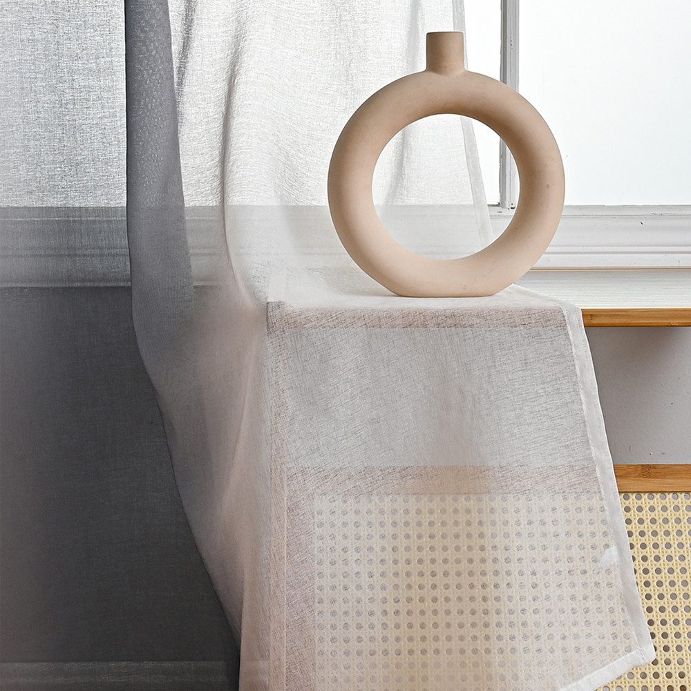 TUWENA Gardine 2er Farbverlauf Vorhänge Gardine, Mit Ösen Transparente Voile Gardine – Bild 5 von 5