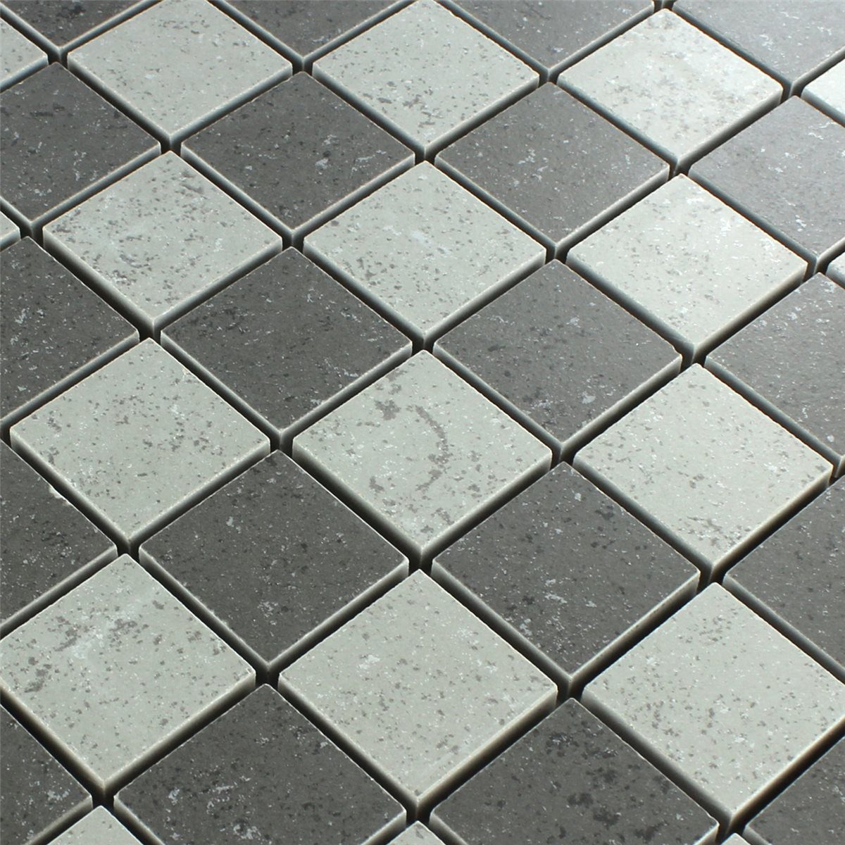 Mosafil Mosaikfliesen Keramik Mosaikfliesen Bombay Schachbrett Grau Anthrazit, Feinsteinzeug-Keramik 30.600x30.600, grau-dunkelgrau, Verlegefertig auf ein Netz geklebt - Frostsicher - Wasserfest