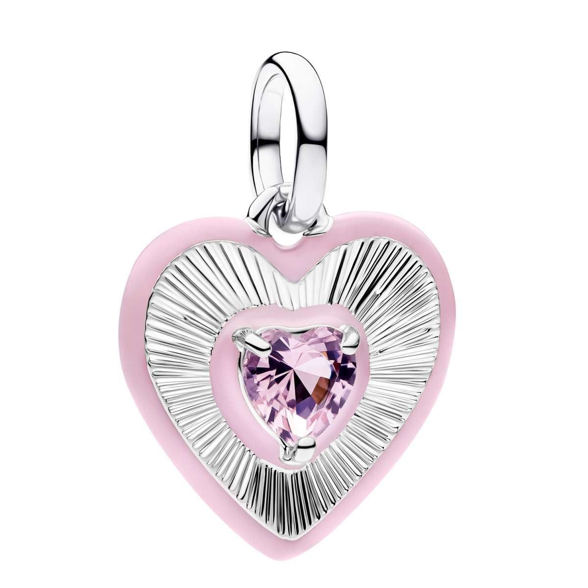 Pandora Herzanhänger 794409C01, Silber-Anhänger Strahlendes Herz Pink