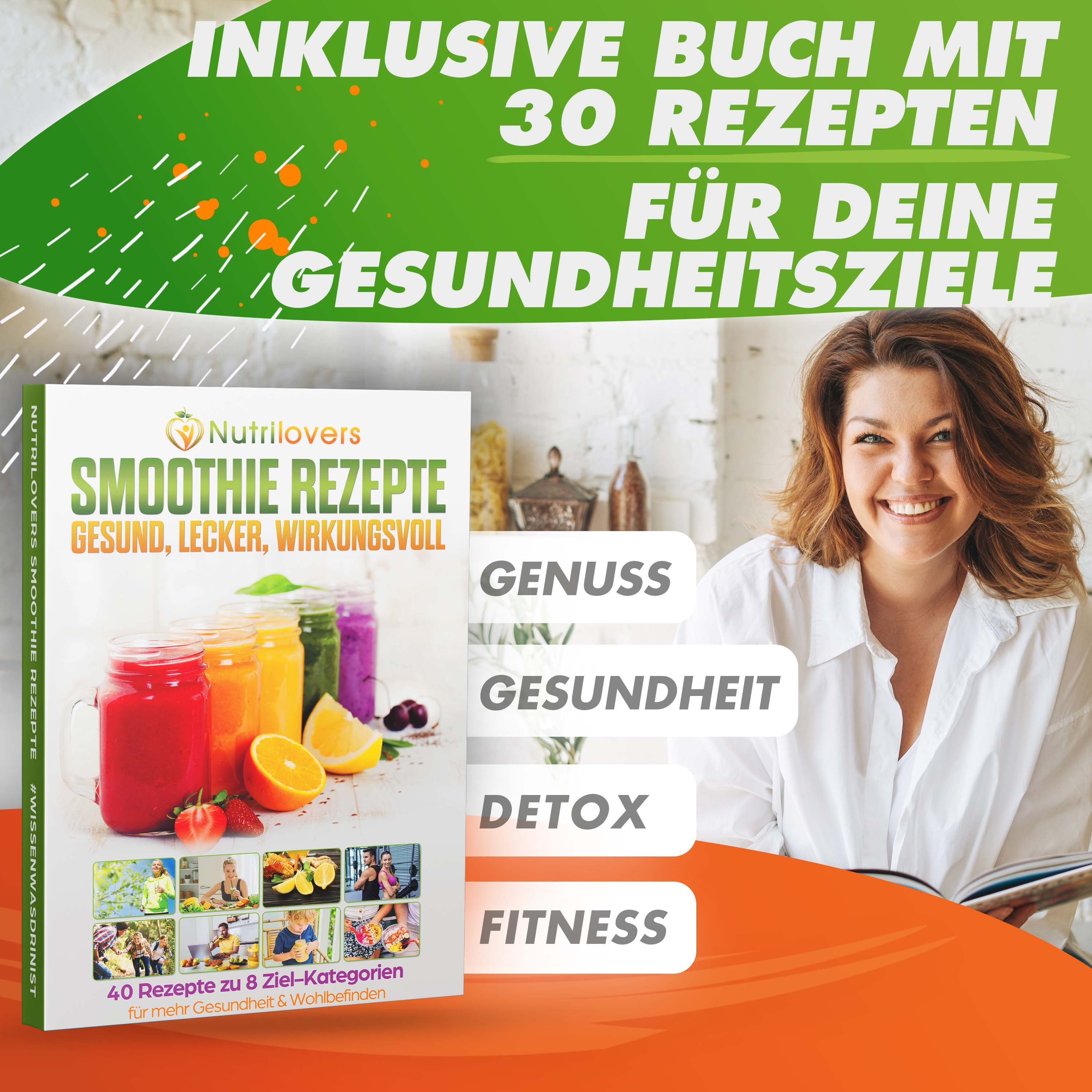 Nutrilovers Standmixer Leistungsstarkes Küchengerät - Standmixer für Smoothies & mehr - 2000W, 2000 W – Bild 5 von 5