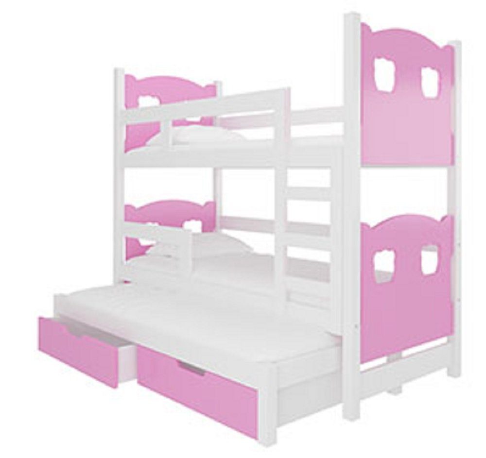 Absetzungen: Schlafgelegenheiten) rosa Farbe / Hochbett Feldmann-Wohnen LETICIA weiß wählbar mit (Etagenbett 3 Kiefer
