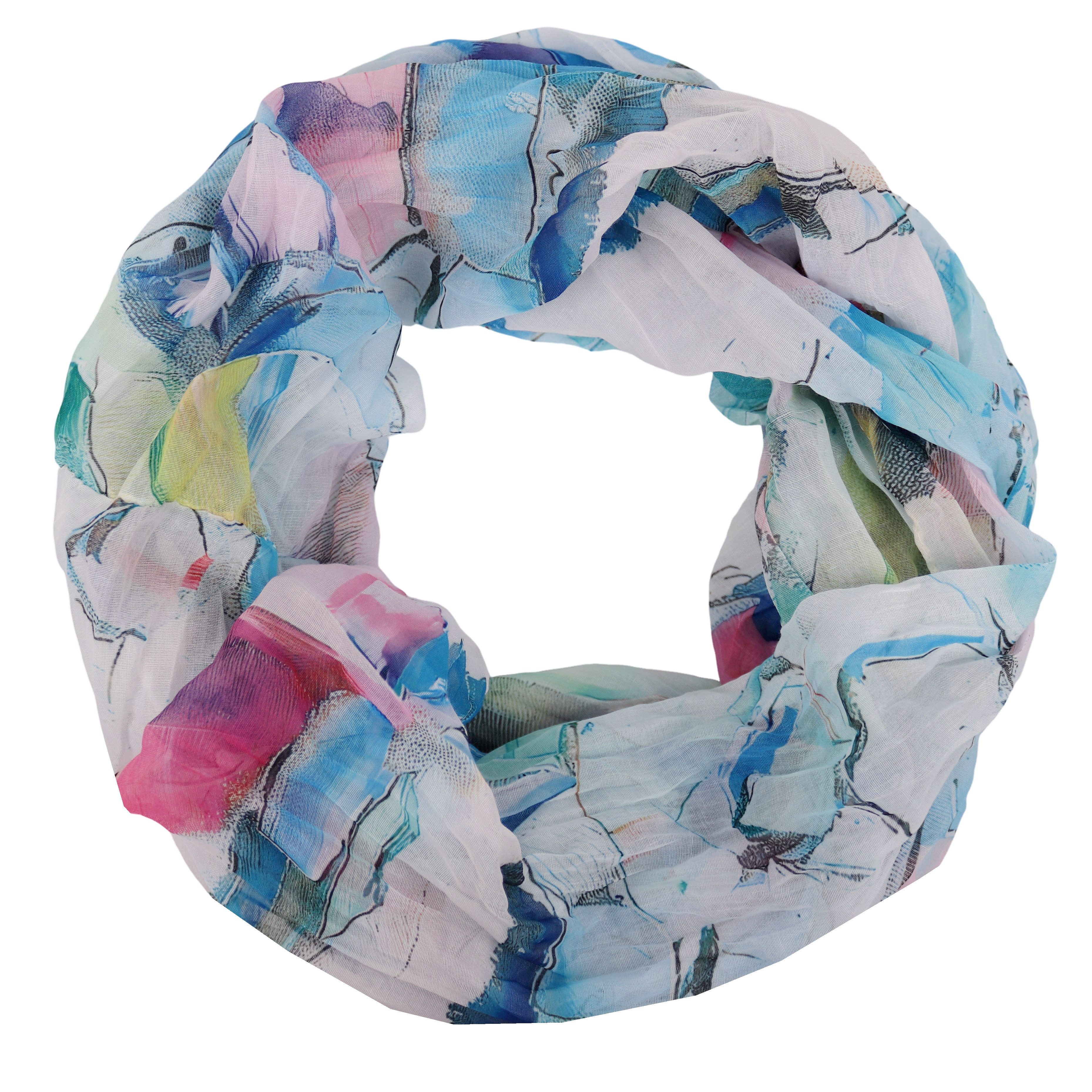 MIRROSI Loop Damen Schal mit Bunt-Muster Weich, Schlauchschal, (zweimal um den Hals wickelbar, ca.45x75cm), Damen Halstuch ideal für Frühling, Sommer oder Herbst