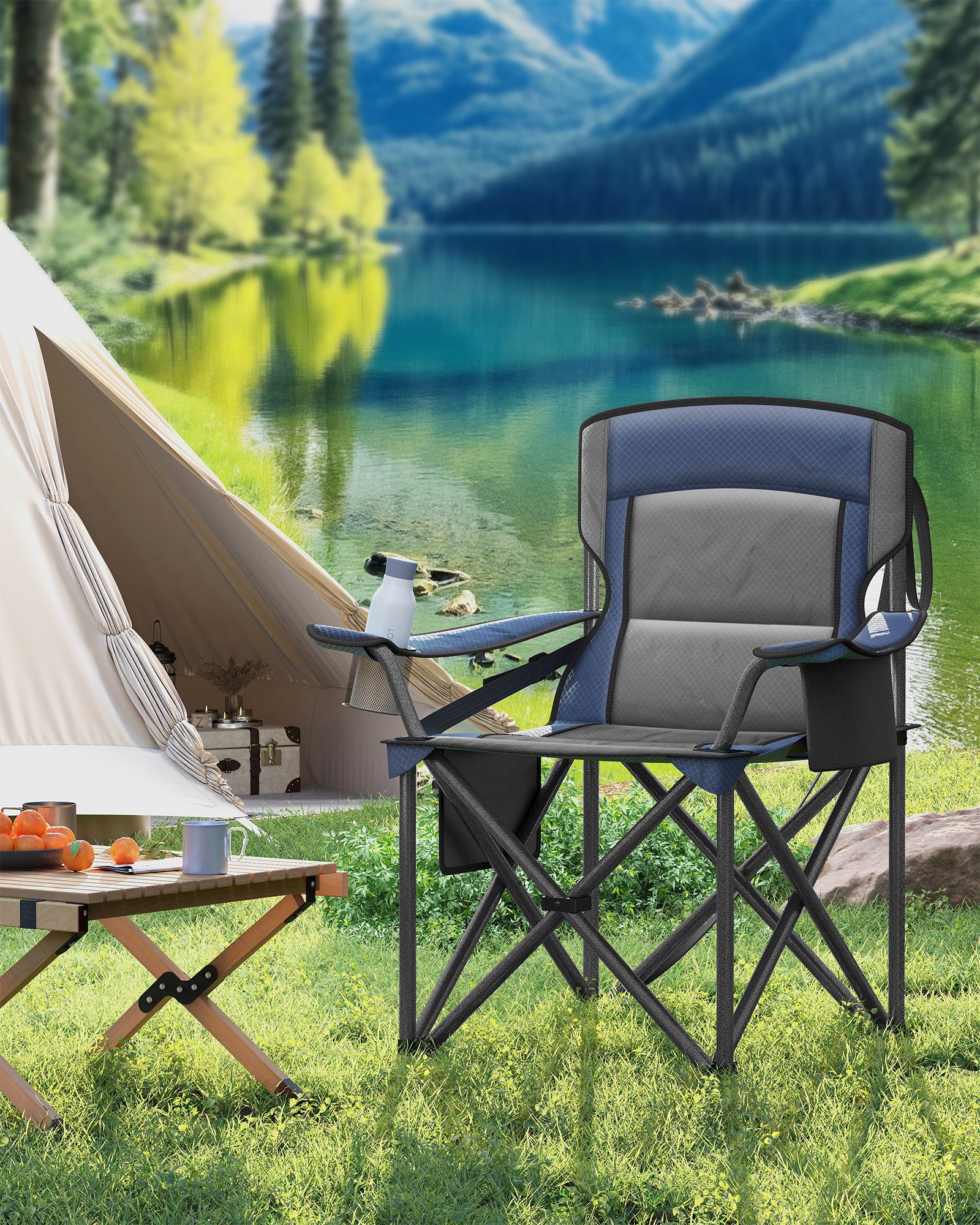 SONGMICS Campingstuhl, Klappstuhl mit Getränkehalter, Angelstuhl, günstig online kaufen