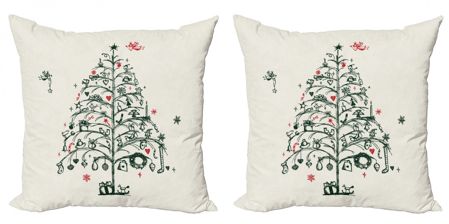 Kissenbezüge Modern Accent Doppelseitiger Digitaldruck, Abakuhaus (2 Stück),  Weihnachten Baum und Feen