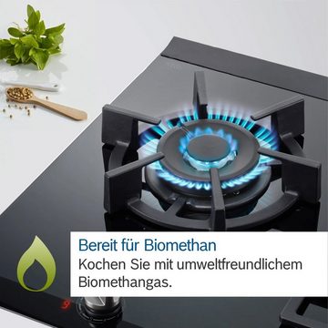 BOSCH Gas-Kochfeld Serie 8 PRB3A6B70, Gußtopfträger, Glaskeramik Oberfläche, FlameSelect