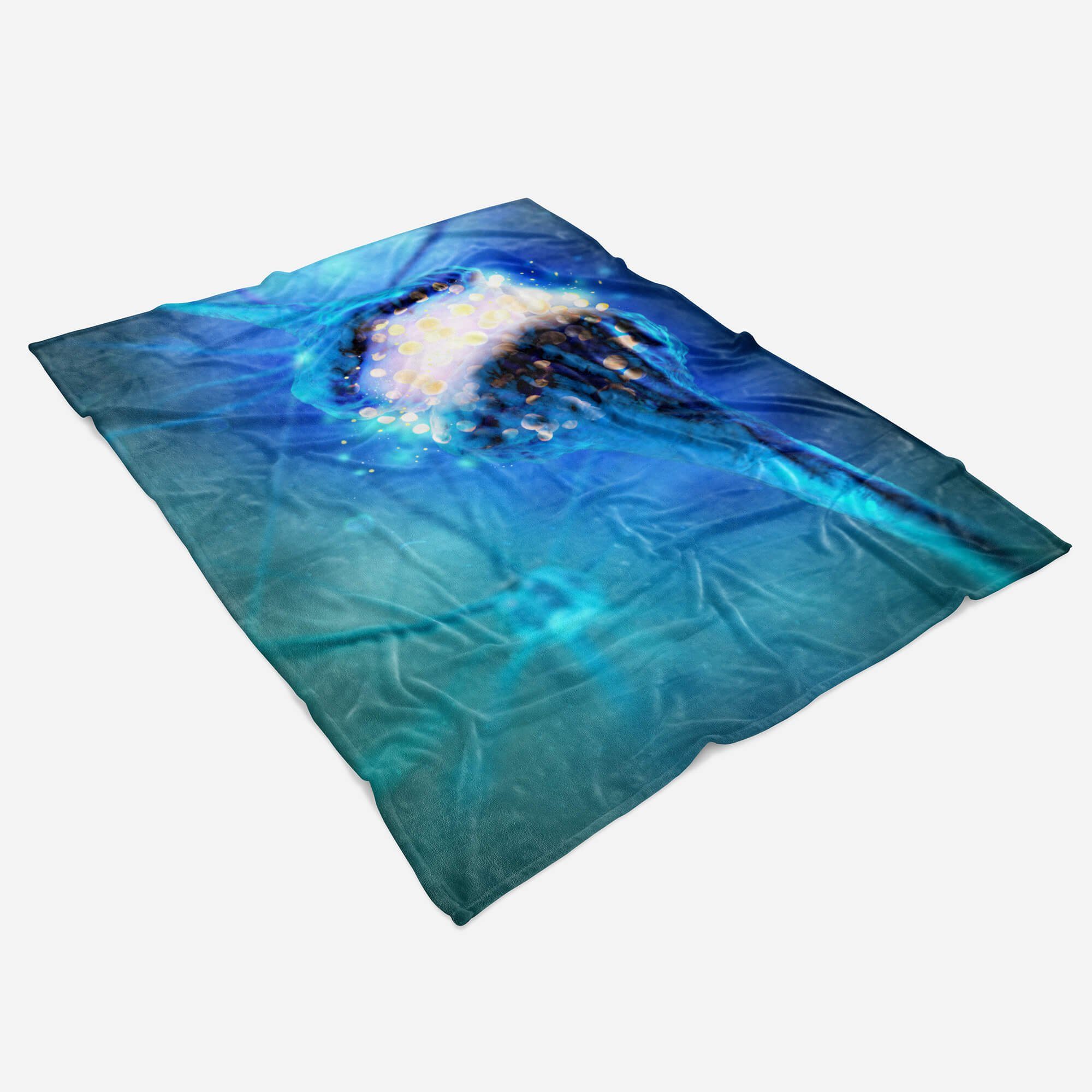 Handtuch Handtuch Sinus Kuscheldecke Art Makro mit Blau Synapsen Baumwolle-Polyester-Mix Handtücher Fotomotiv Auffalle, Saunatuch (1-St), Strandhandtuch