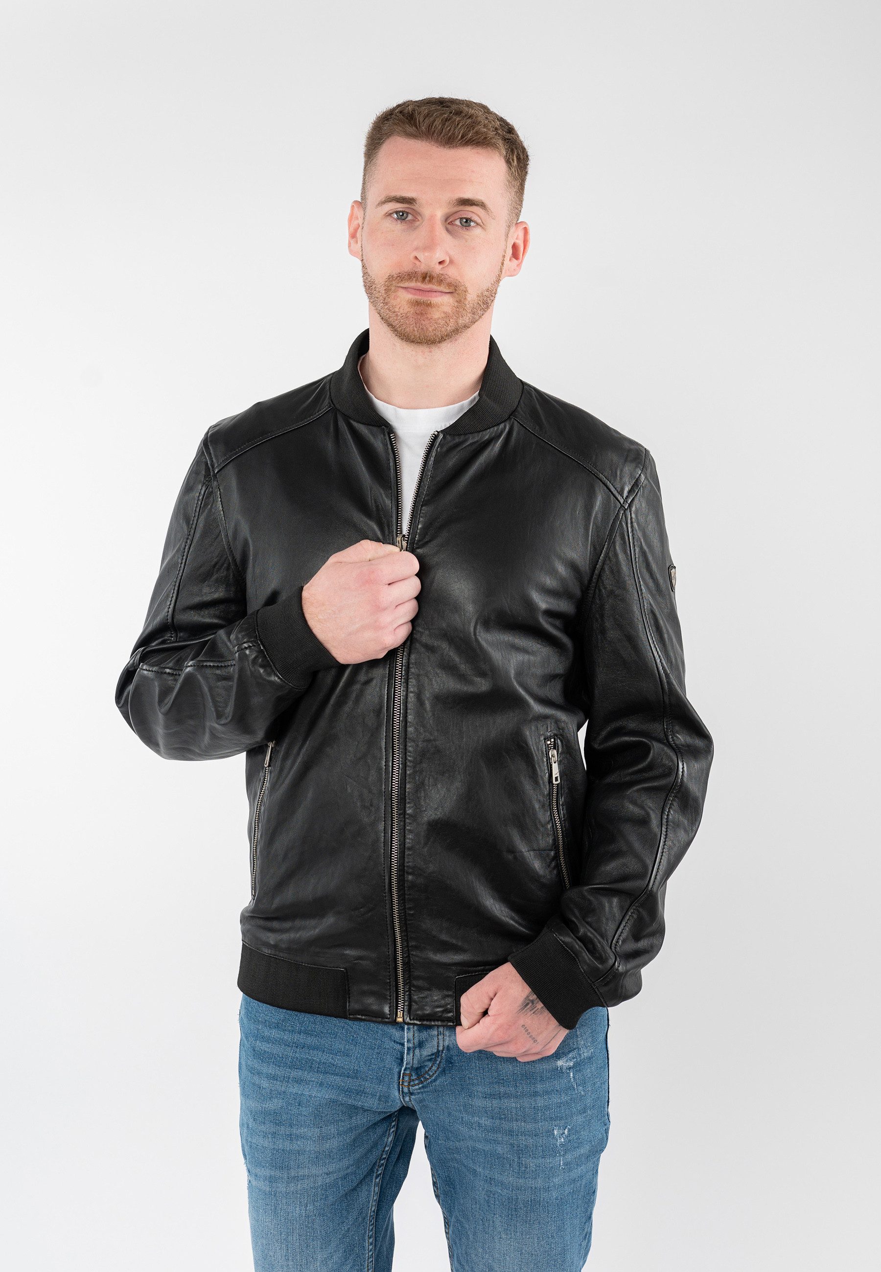 Mauritius Lederjacke MMTorino im Bomberjacken-Stil mit geripptem Kragen günstig online kaufen