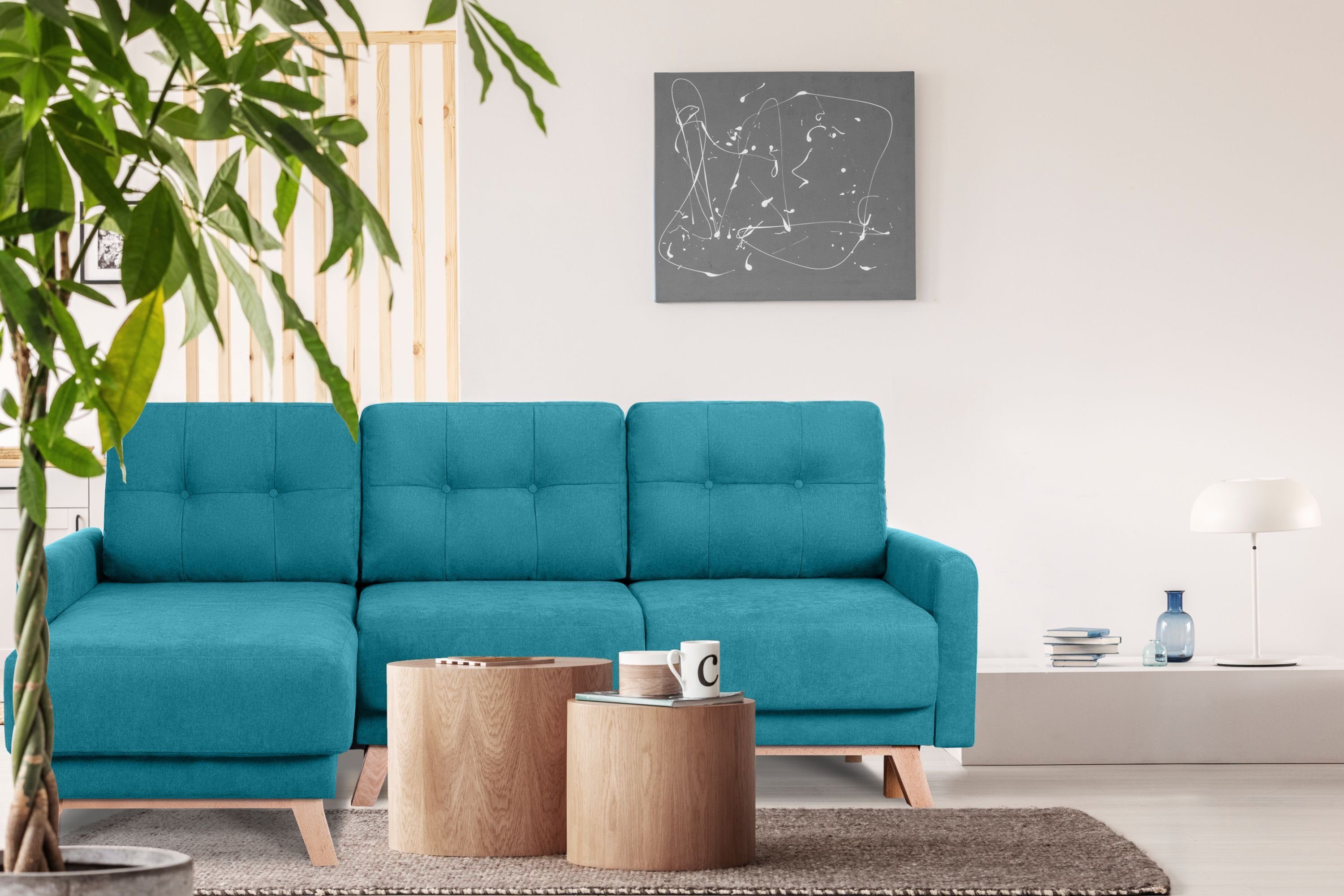 KONSIMO® Ecksofa VISNA rechts/links, ausziehbar Liegfläche 205x150