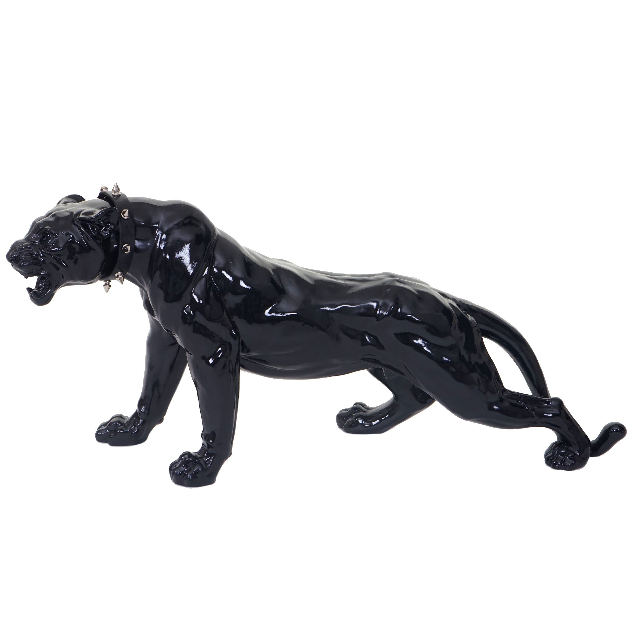 MCW Tierfigur Panther, Indoor/Outdoor-geeignet, Witterungsbeständig, Frostbeständig bis -10° C, Inkl. Halsband schwarz