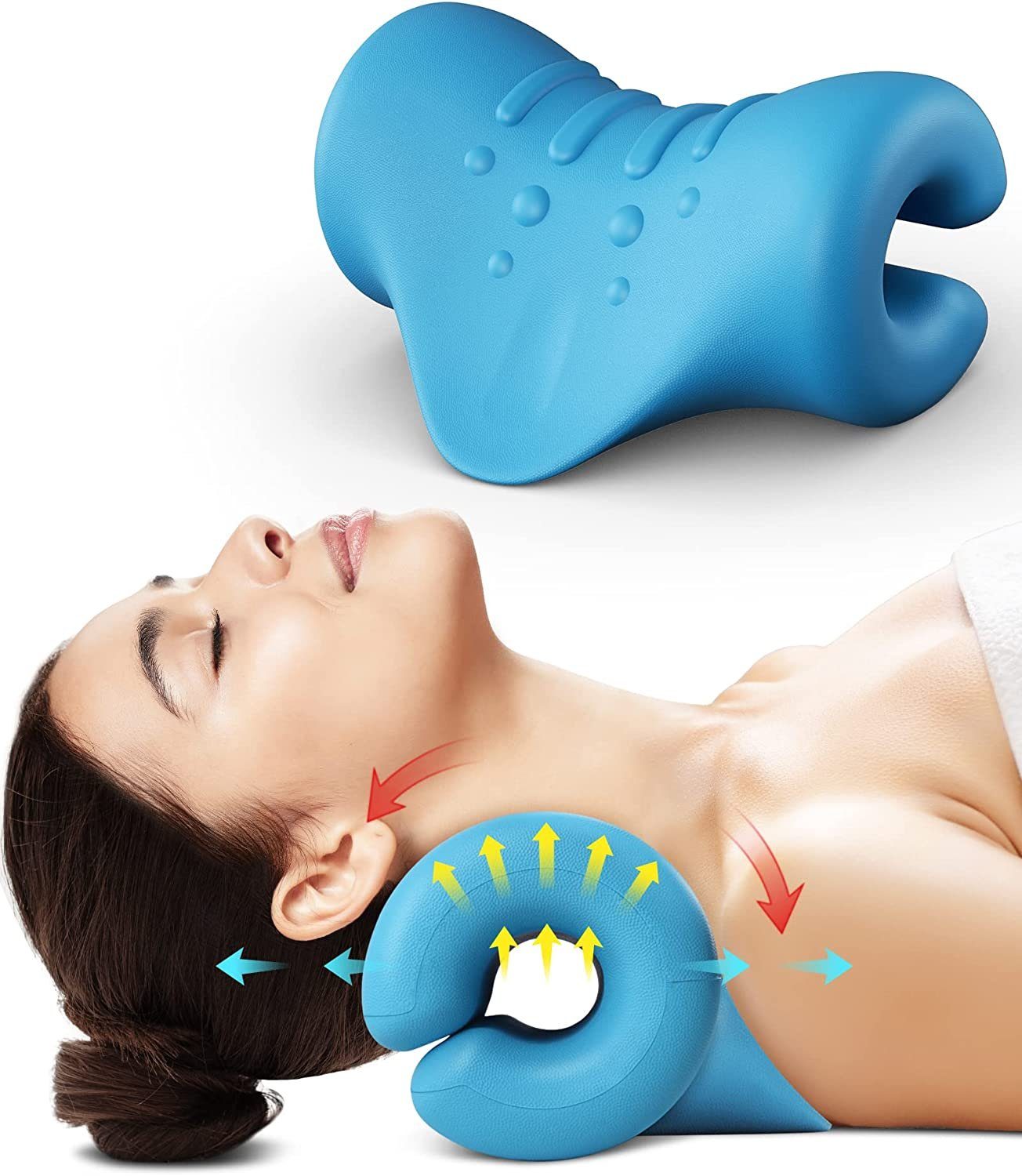 Haiaveng Nackenkissen Nacken Relaxer,tragbares Linderung von Schulter Traktionsgerät, zervikales Chiropraktik-Kissen und zur Kiefergelenksschmerzen
