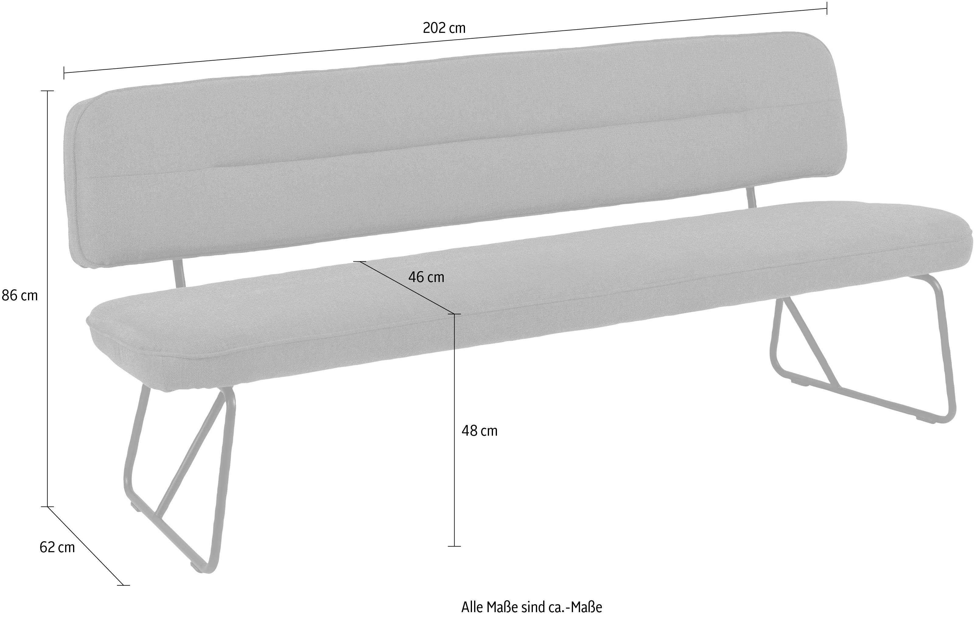 TOM TAILOR HOME Essbank TUBE, schwarzem 202 Metallgestell, mit cm Breite