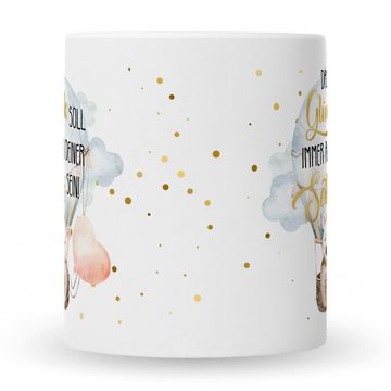 GRAVURZEILE Tasse mit Spruch Glück immer an deiner Seite, Keramik, Farbe: Weiß