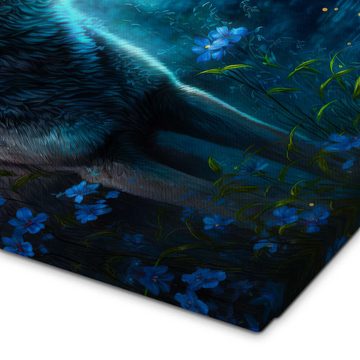 Posterlounge Leinwandbild Dolphins DreamDesign, Wolf im Mondlicht, Kinderzimmer Digitale Kunst