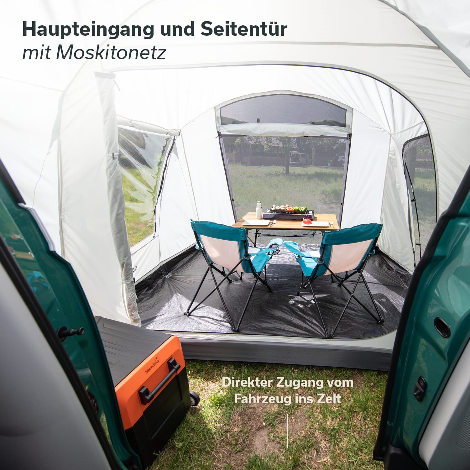 Skandika Vorzelt Buszelt, Campingzelt, Balestrand Van Protect, 205 cm Stehhöhe, Personen: 2, eingenähter Zeltboden, freistehend, Busvorzelt, Camping, Bus, Minivan