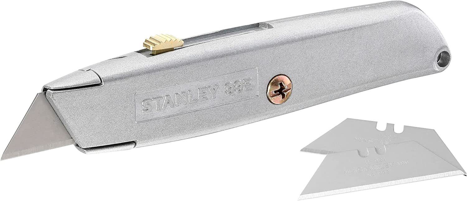 STANLEY Cuttermesser Stanley Klingenlänge, (4-tlg) InterLock) (99 ergonomisches Klinge, mm Gehäuse, E, Messer 155 2-10-099, einziehbare robustes