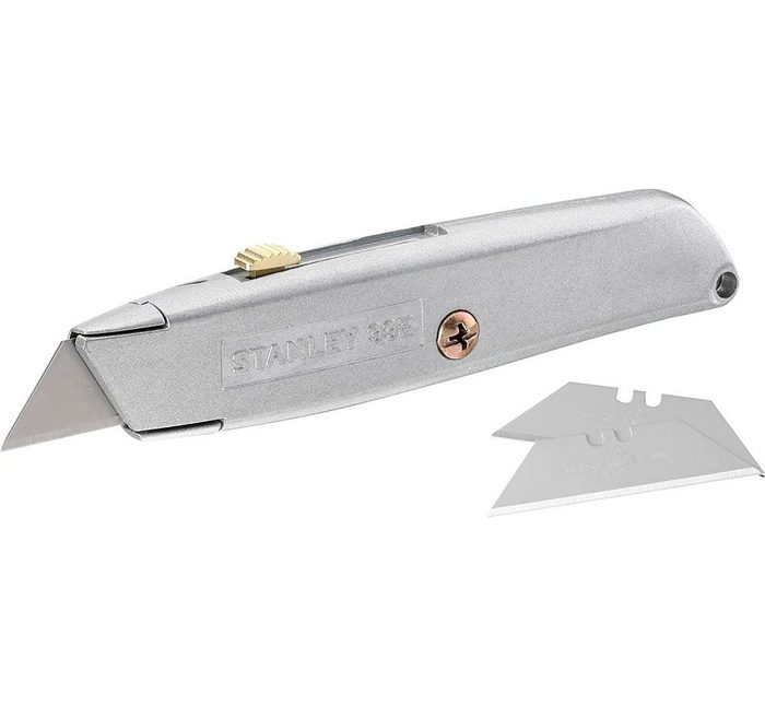STANLEY Cuttermesser Stanley Messer (99 E einziehbare Klinge 155 mm Klingenlänge robustes ergonomisches Gehäuse InterLock) 2-10-099 (4-tlg)