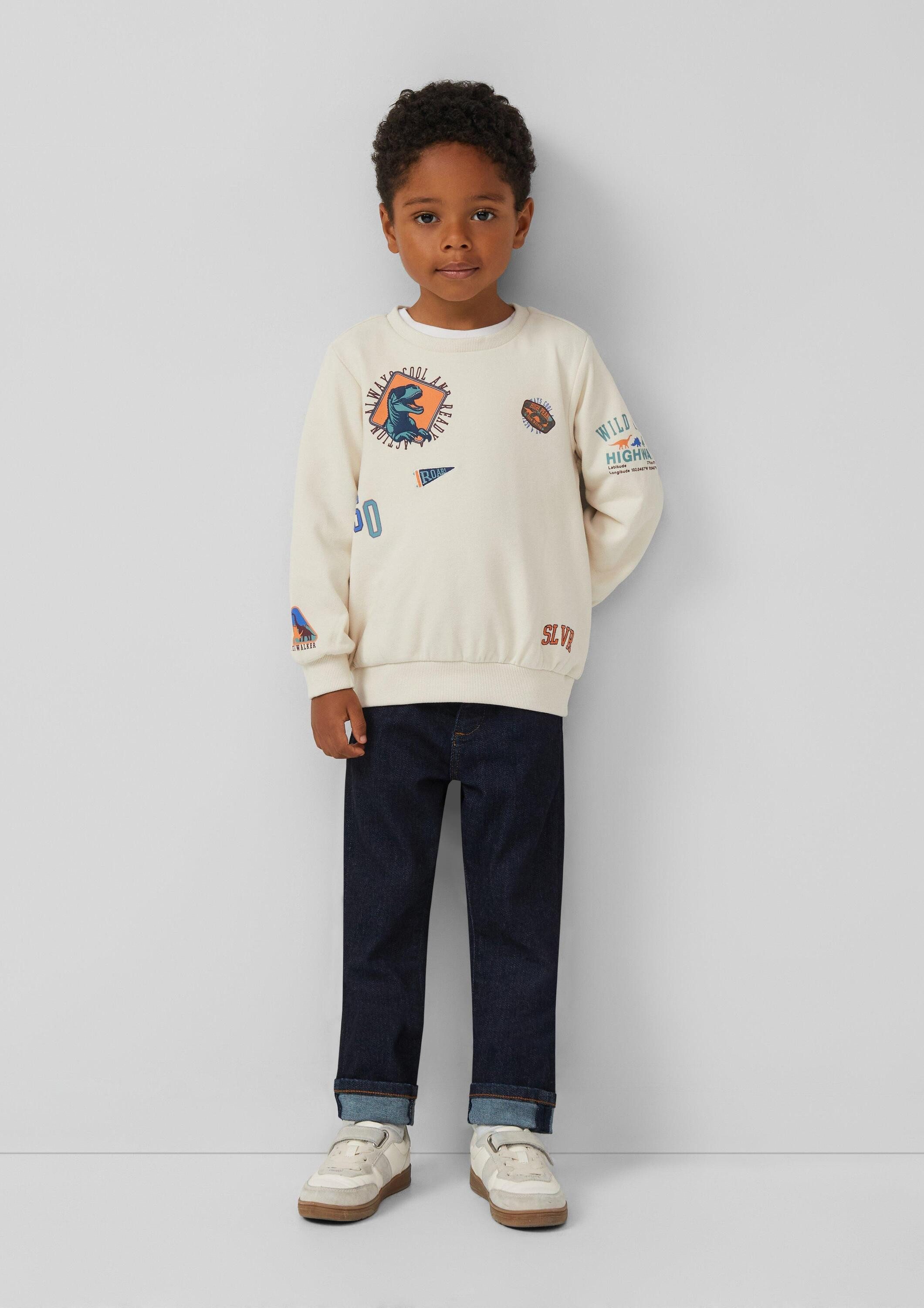 s.Oliver Sweatshirt Sweatshirt Sweatshirt mit 3D-Prints und Stickerei-Details – Bild 3 von 4