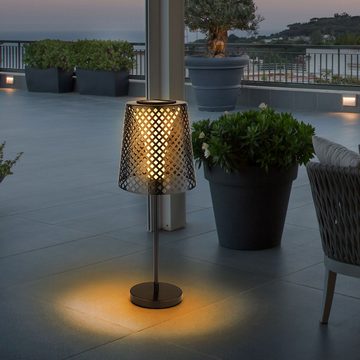 etc-shop LED Außen-Stehlampe, Leuchtmittel inklusive, Warmweiß, LED Solar Tischleuchte Garten Solartischlampe für Außen Balkon Solar