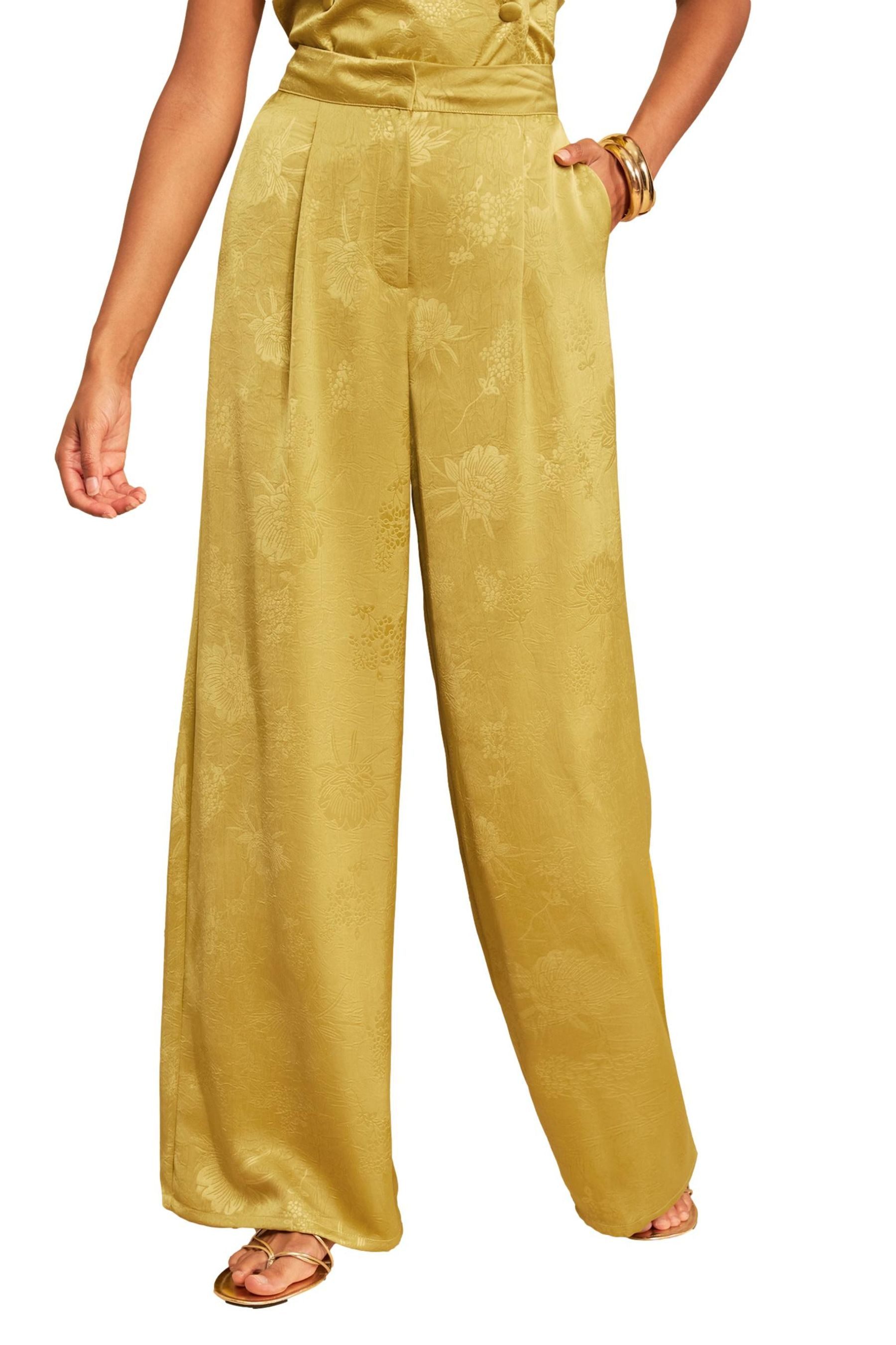 Love & Roses Stoffhose Love & Roses Hose aus Satin-Jacquard, Regular (1-tlg)