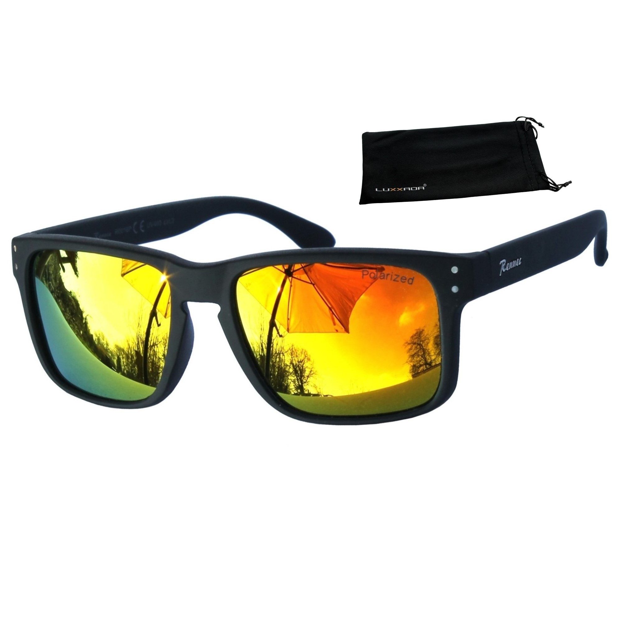 Rennec Sonnenbrille (Herren Markenbrille mit Brillenbeutel) Gläser Polarisi günstig online kaufen