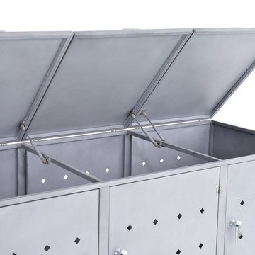 Zelsius Mülltonnenbox "Rhombus Cement" mit Klappdeckel für 3 Tonnen