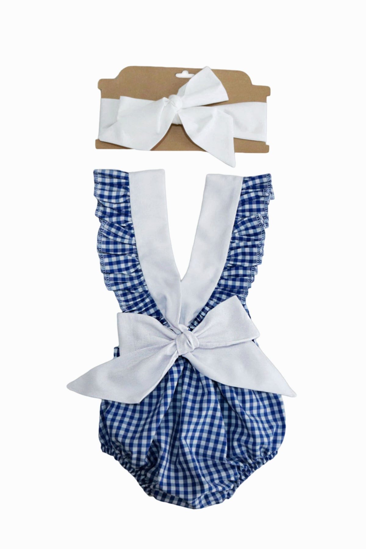 Strampler Wunderschöne Baby Salopette - blau - mit Haarband