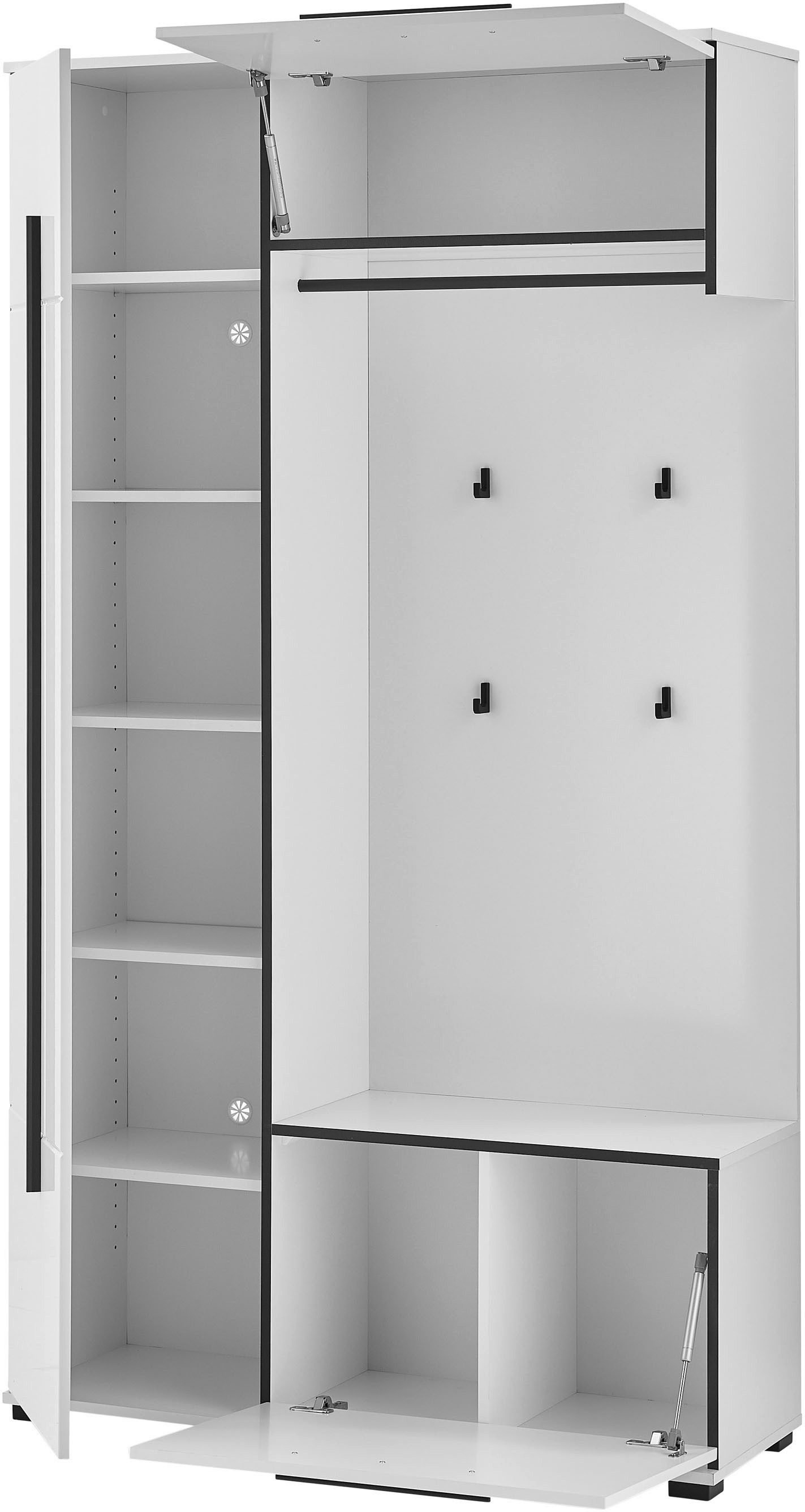 Home affaire Kompaktgarderobe Cantara Flurgarderobe, modern, 2 Farben, 111 cm breit vielseitig einsetzbar, unterschiedliche Stauraummöglichkeiten – Bild 5 von 5
