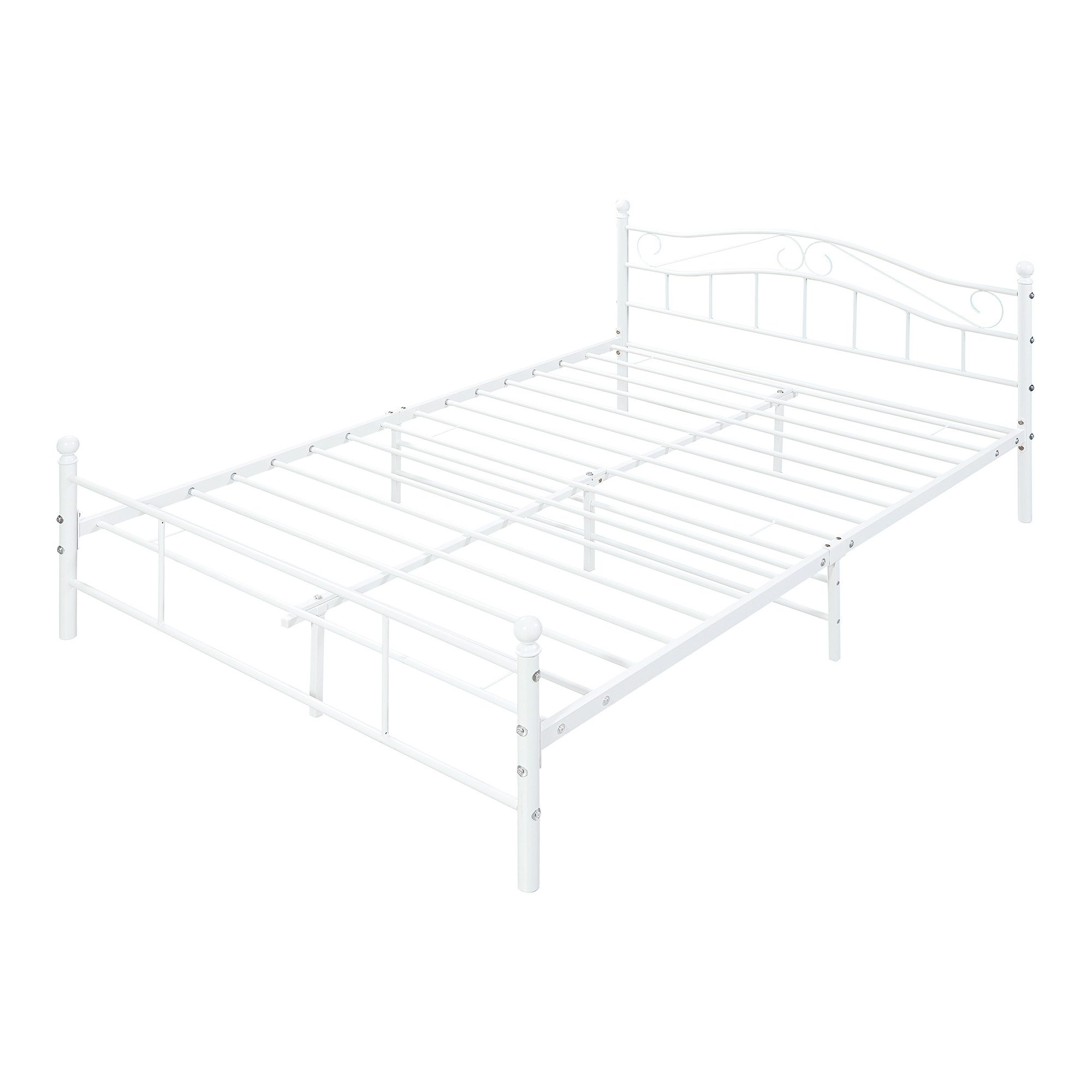 en.casa Metallbett, »Florenz« 140x200cm Weiß + Lattenrost