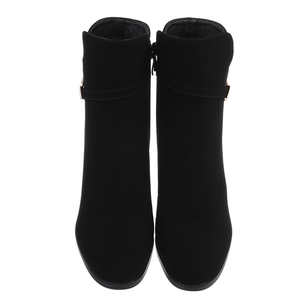 Ital-Design Damen Elegant High-Heel-Stiefelette Blockabsatz High-Heel Stiefeletten in Schwarz