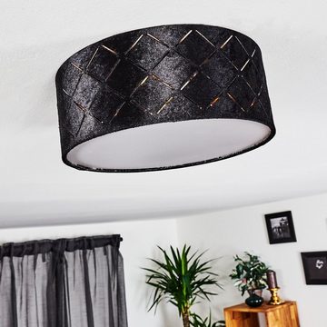 hofstein Deckenleuchte »Marmi« runde Deckenlampe aus Stoff in schwarz, ohne Leuchtmittel, Ø26cm, moderne Innenleuchte mit Lichteffekt an der Decke, 1xE27