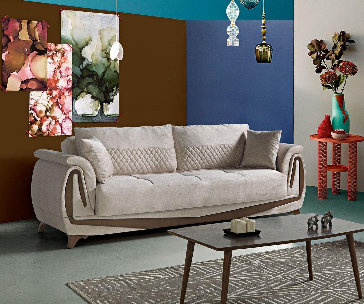 Sitzer Elegant Sofa Sofa Made In Sofa 230cm Textil, JVmoebel Europe Wohnzimmer 3 Luxus Möbel