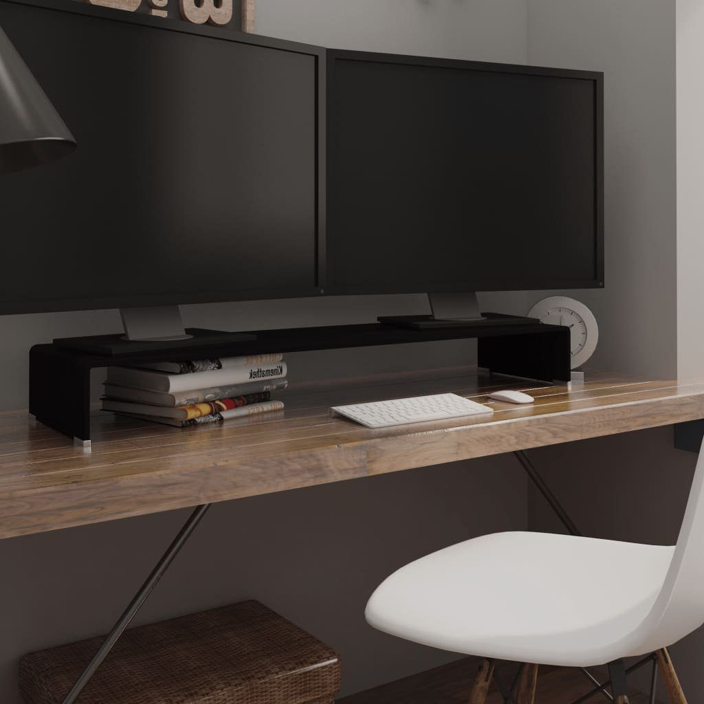 furnicato TV-Aufsatz TV-Tisch/Bildschirmerhöhung Glas Schwarz 110x30x13 günstig online kaufen