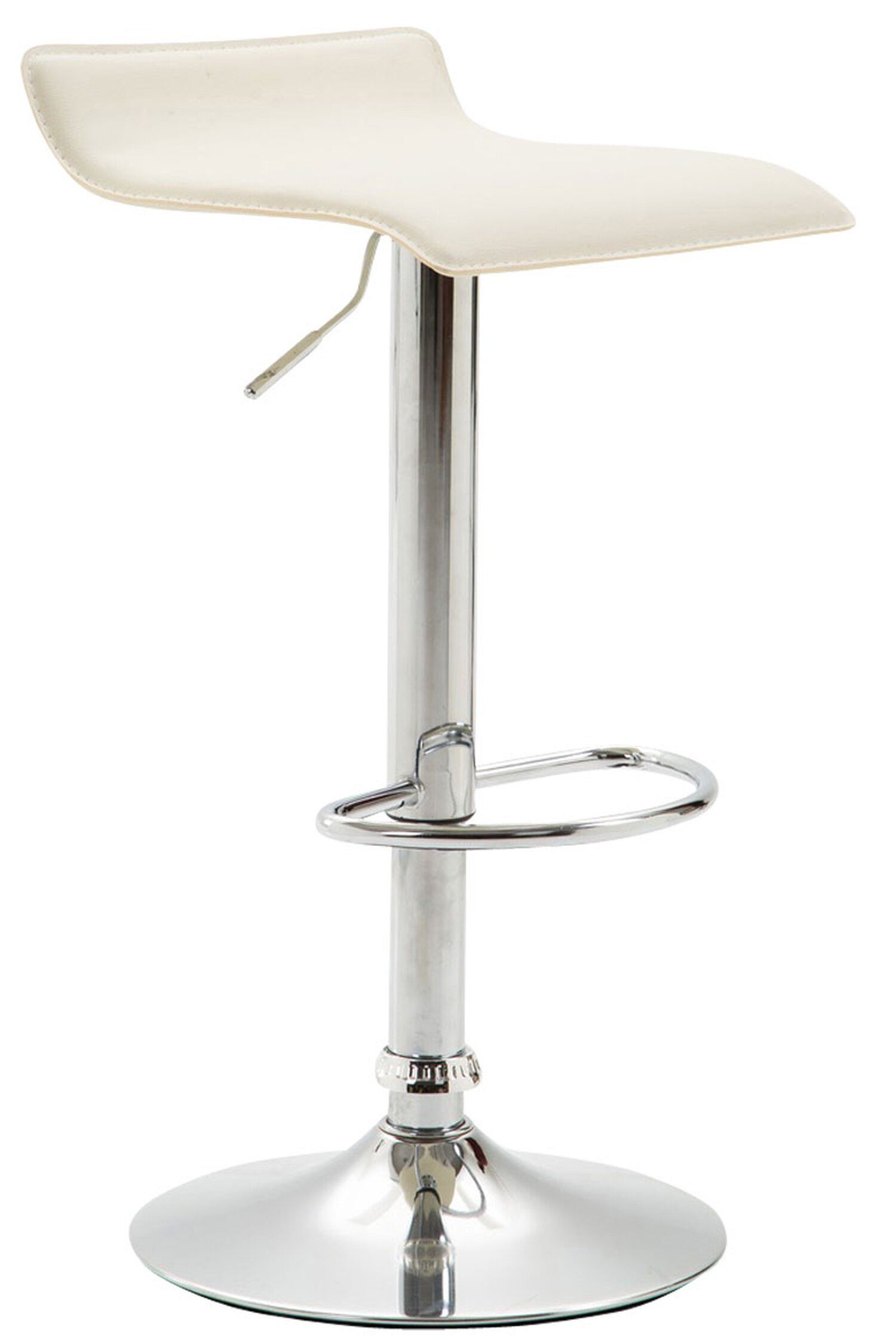 TPFLiving Barhocker Dynasty2 (mit Fußstütze - Barstuhl höhenverstellbar - Hocker für Theke & Küche), 360° drehbar - chromfarbener Stahl - Sitzfläche: Kunstleder Creme