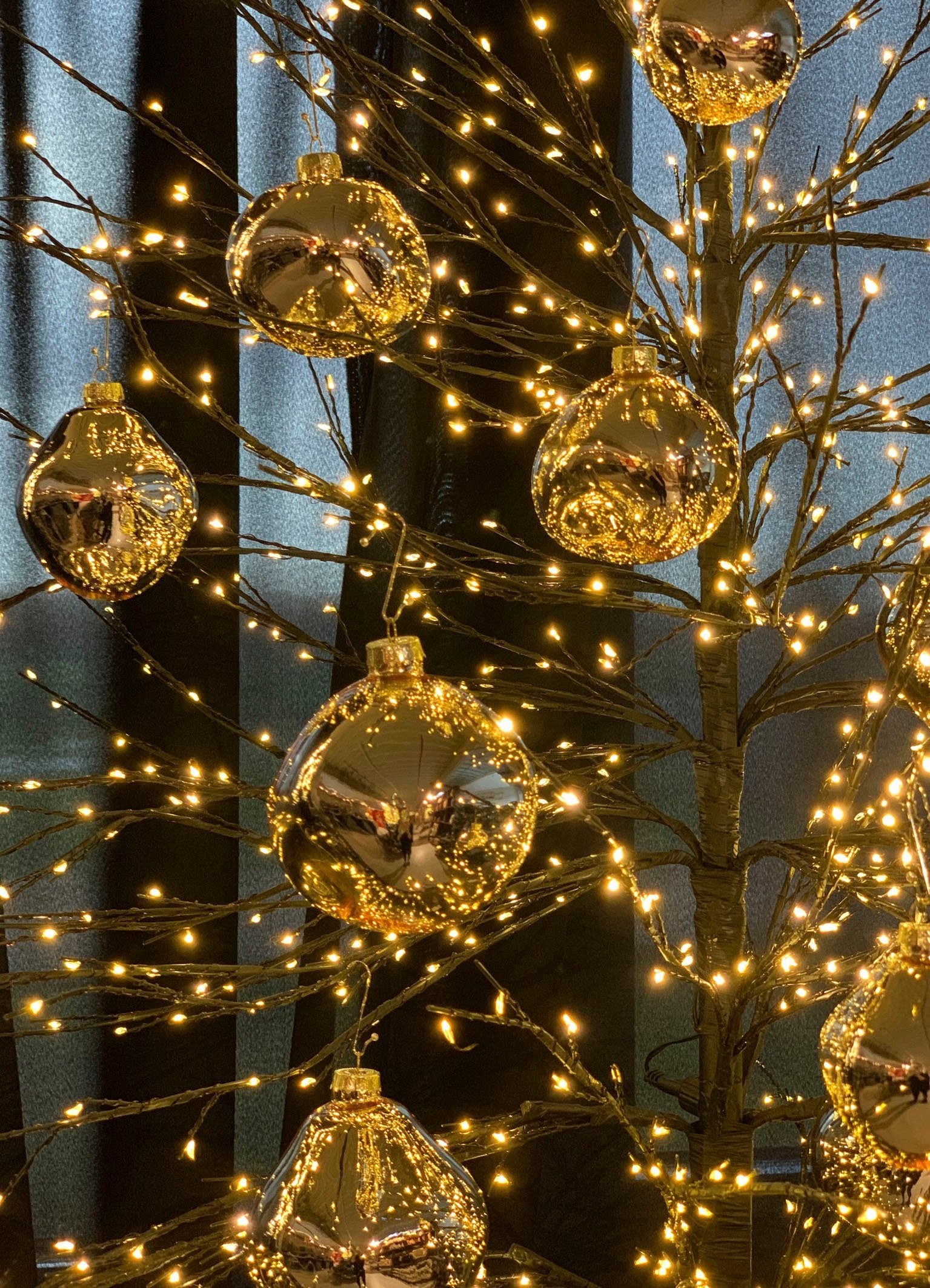 6 Christbaumkugeln Kugeln ca. Weihnachtsdeko, Leonique (12 aus Glas goldfarben organischer in organische Weihnachtsbaumkugel Christbaumschmuck, cm, Ø St), glänzend, Form, Birdelle Baumkugeln