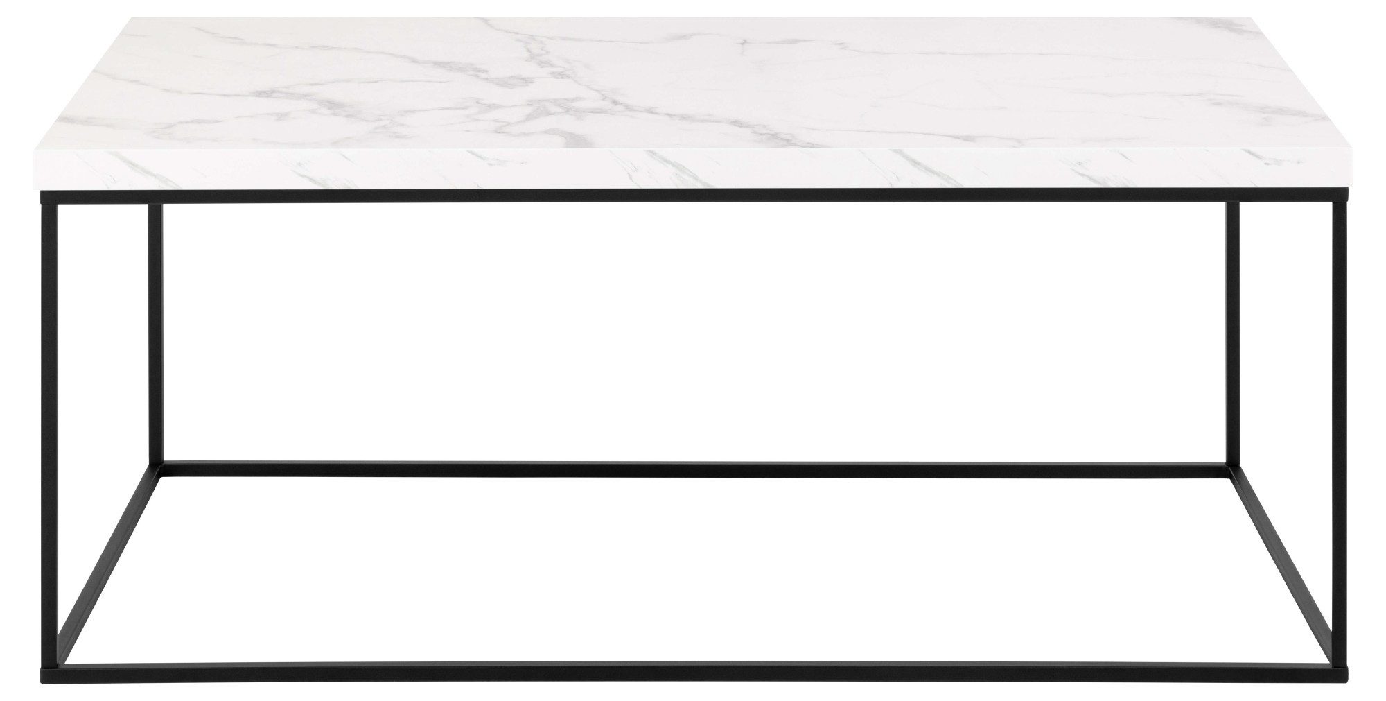 ACTONA GROUP Couchtisch Barossa Wohnzimmertisch, Sofatisch, Kaffeetisch, rechteckig, Steinoptik, schwarze Stahlbeine, Breite 110 cm
