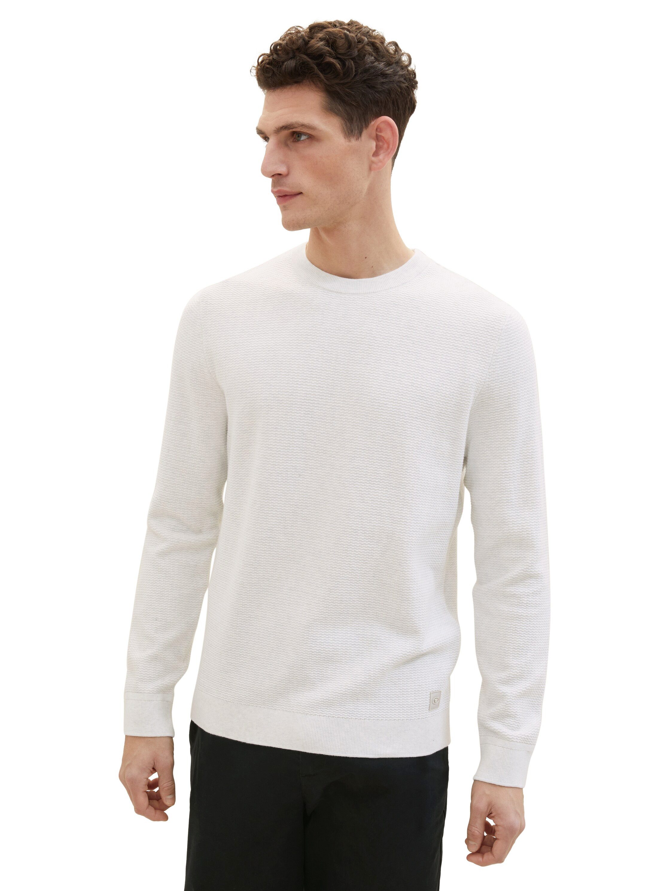 TOM TAILOR Strickpullover mit Logo-Badge an der Seite günstig online kaufen