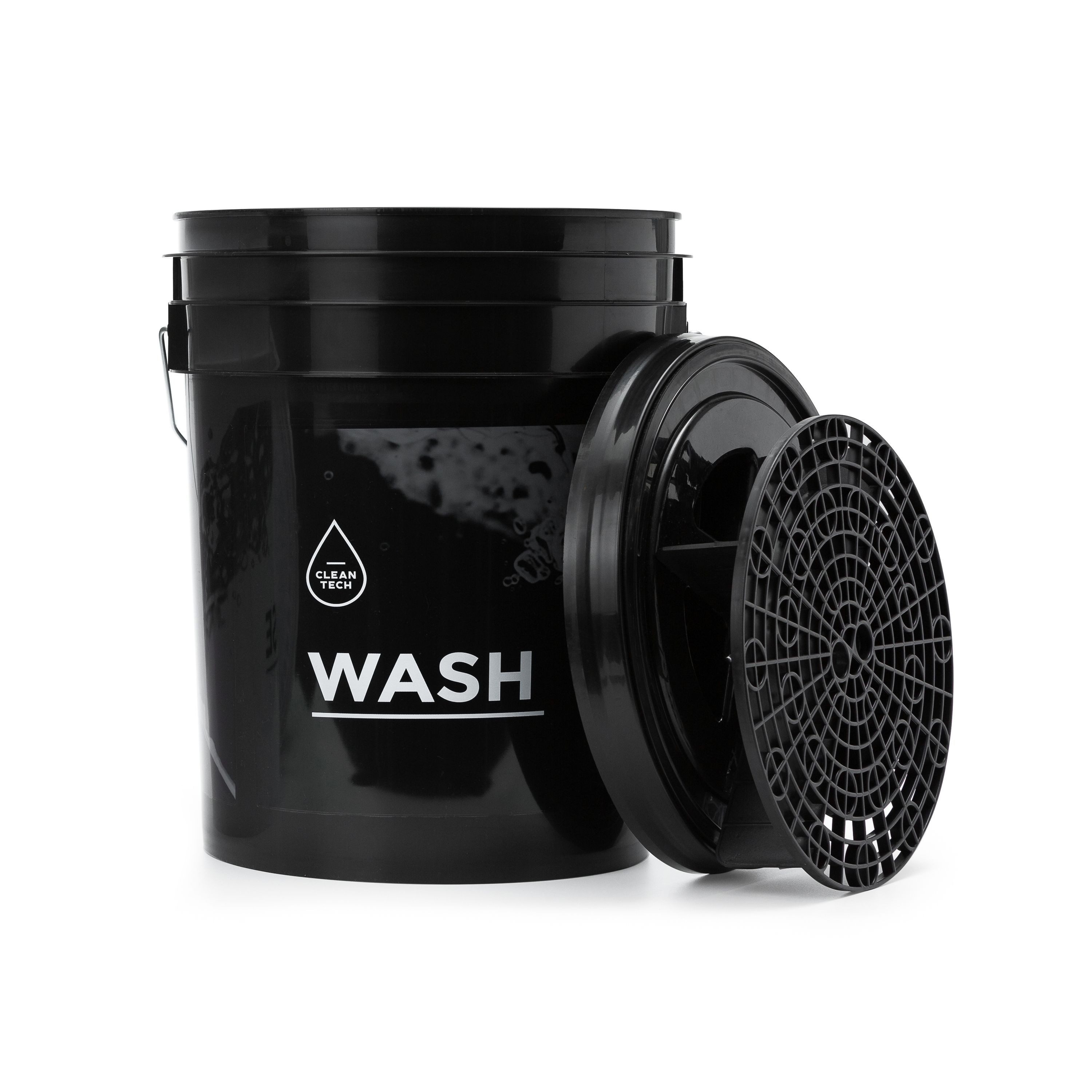 BENBOW Reinigungs-Set Wascheimer 20L mit Deckel + Schmutzsieb schwarz, (3-teilig), Wascheimer 20L mit Deckel + Schmutzsieb schwarz