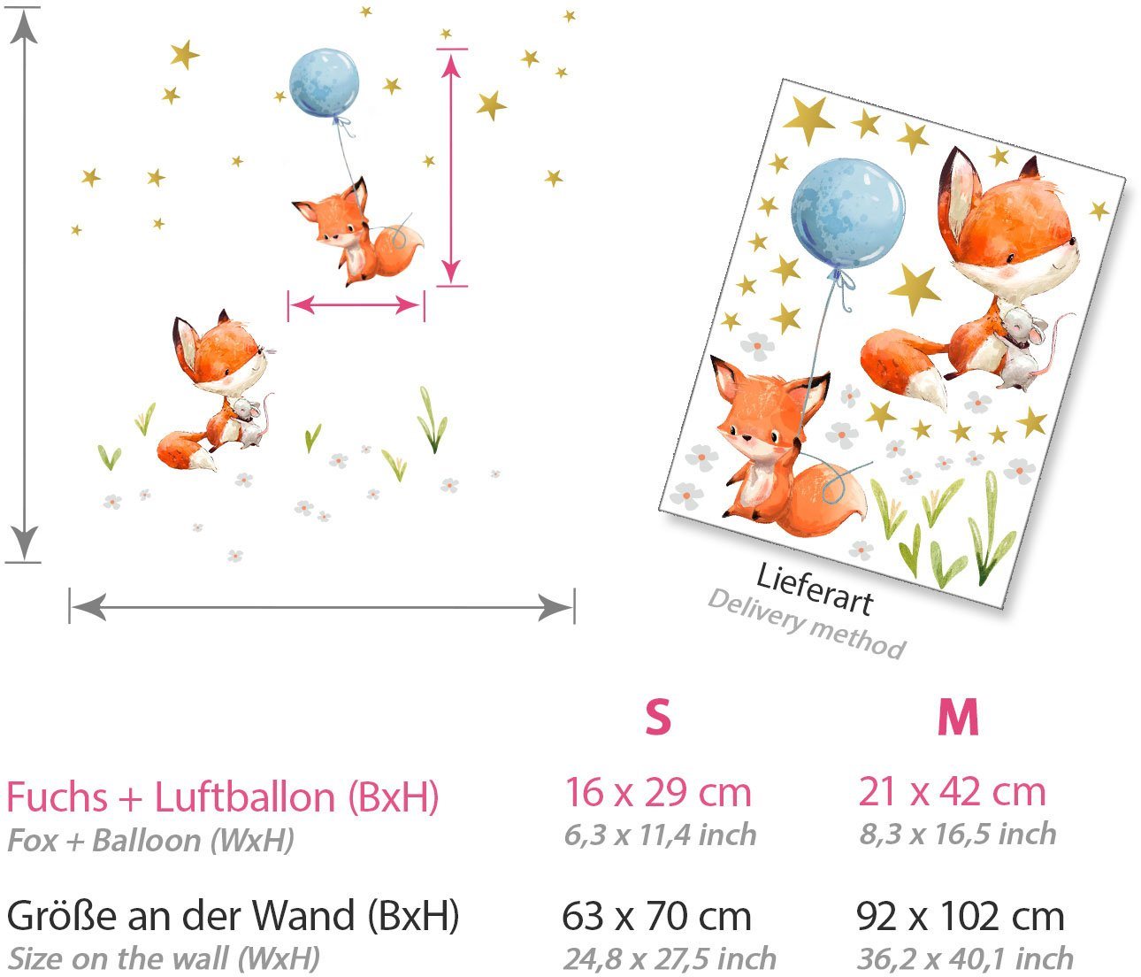 little DECO Wandtattoo »Little Deco Wandtattoo 2 Füchse mit Luftballon«-HomeTrends