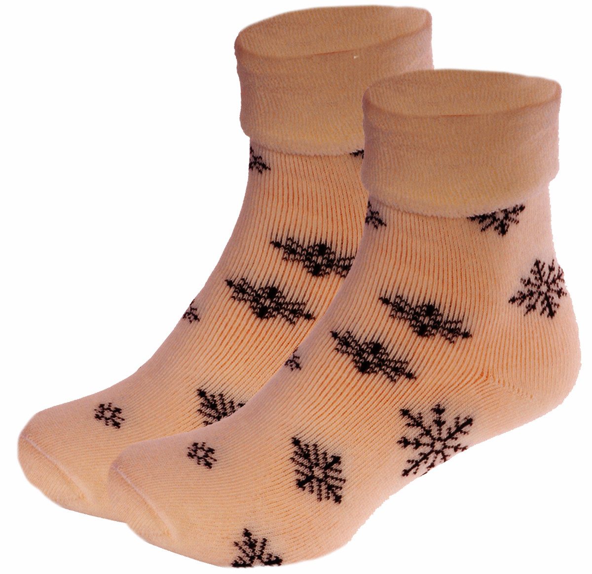 Thermosocken Weihnachtssocken aus weichem Frottee-Stoff mit Rentieren