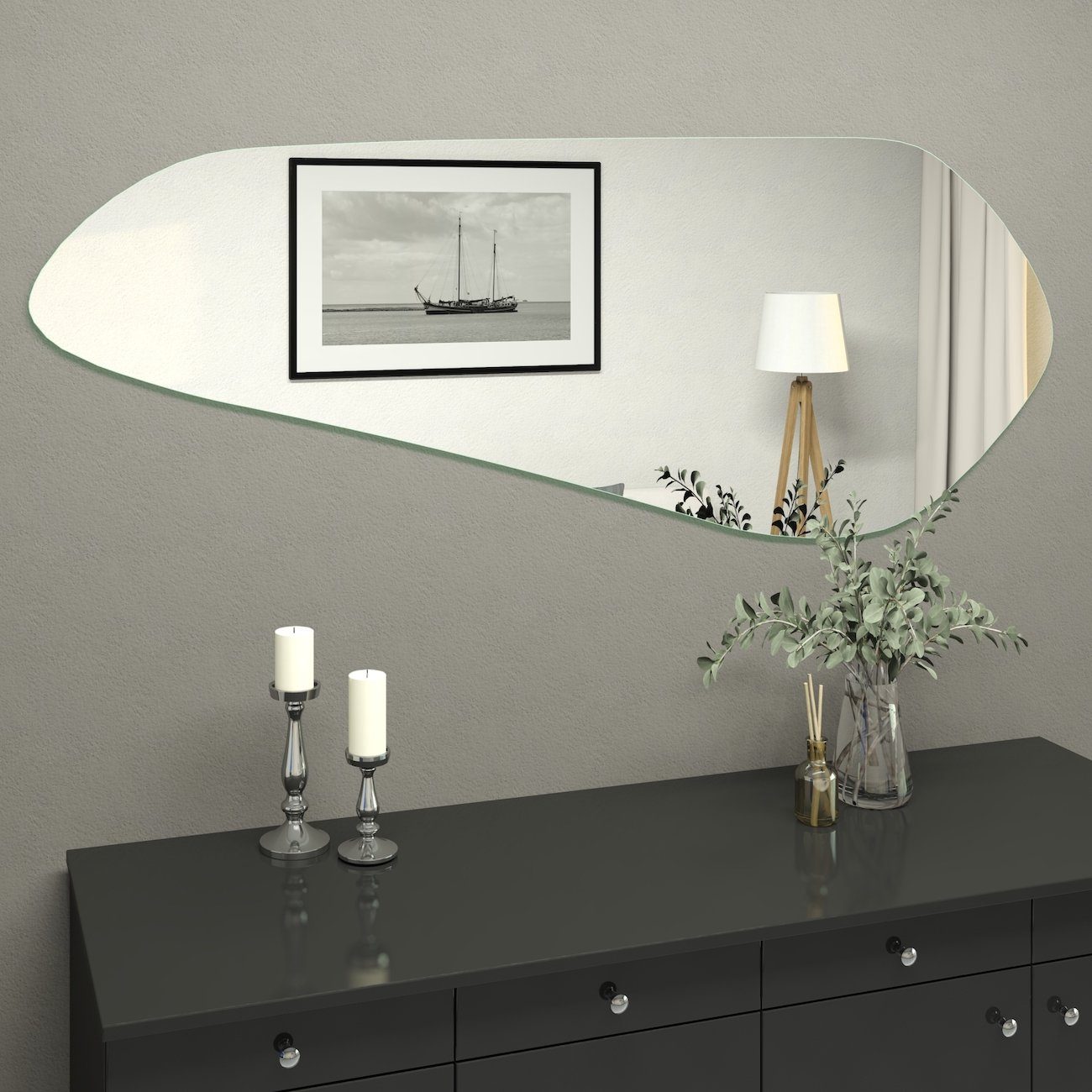 MySpiegel.de Wandspiegel Asymmetrischer Spiegel Kabru mit Befestigung günstig online kaufen