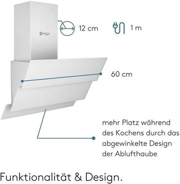 wiggo Kopffreihaube Dunstabzugshaube 60cm kopffrei, Abluft Umluft Dunstabzug 300m³/h - LED Touch-Display 3 Stufen