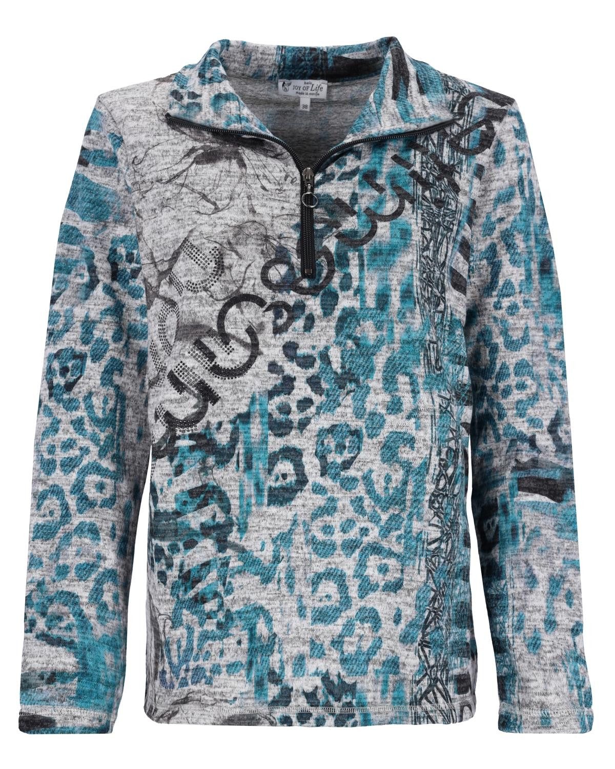 Hajo Blusenshirt Strickshirt mit Stehkragen und Reißverschluss Soft-Touch günstig online kaufen