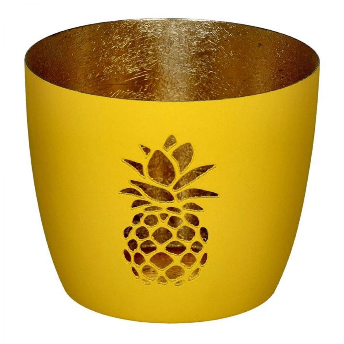 Giftcompany Kerzenhalter Windlicht Madras Ananas Neon Gelb Gold