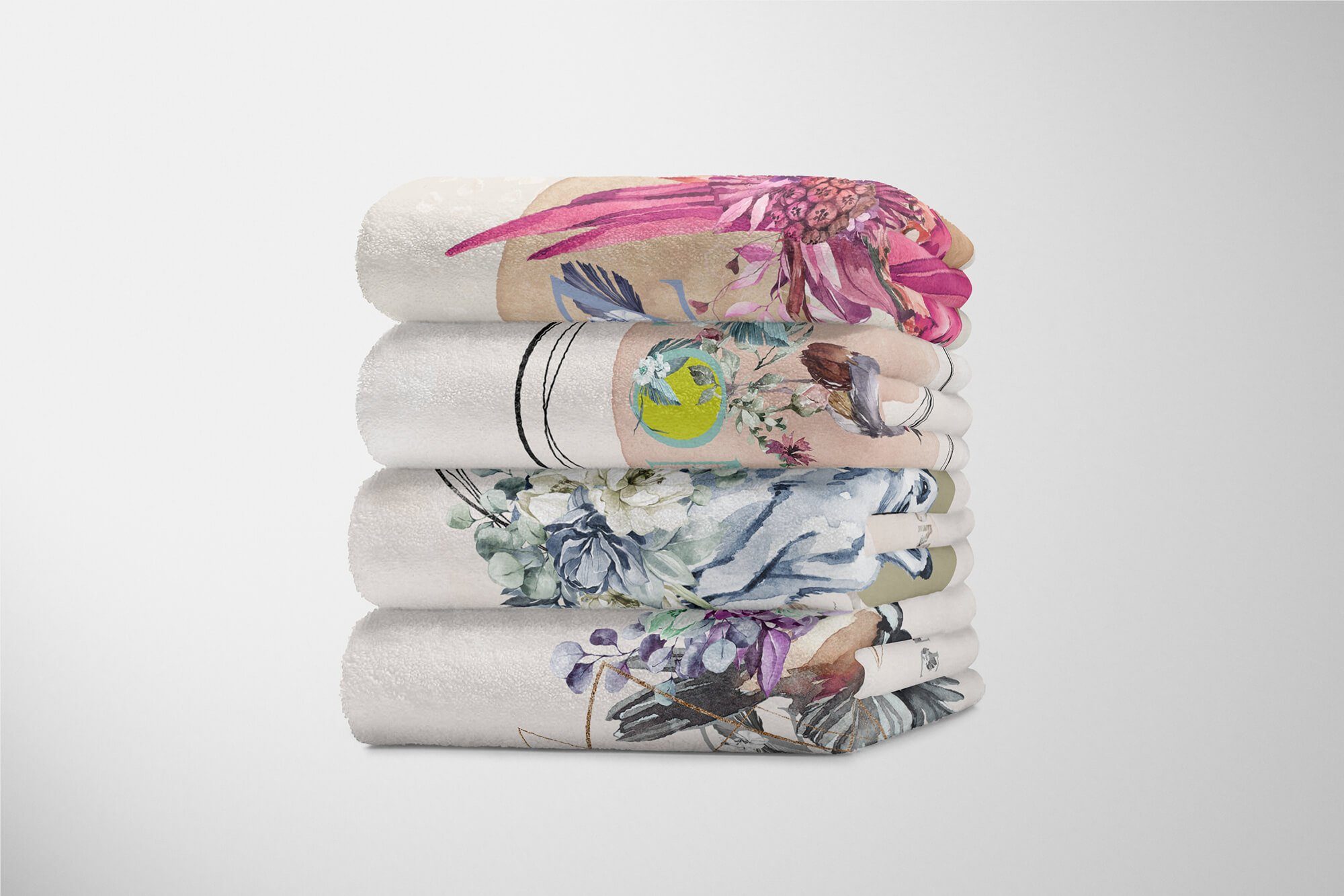Art Blumen (1-St), Kuscheldecke Kunst, Handtücher Sinus Saunatuch Erdmännchen Strandhandtuch Handtuch Handtuch Baumwolle-Polyester-Mix