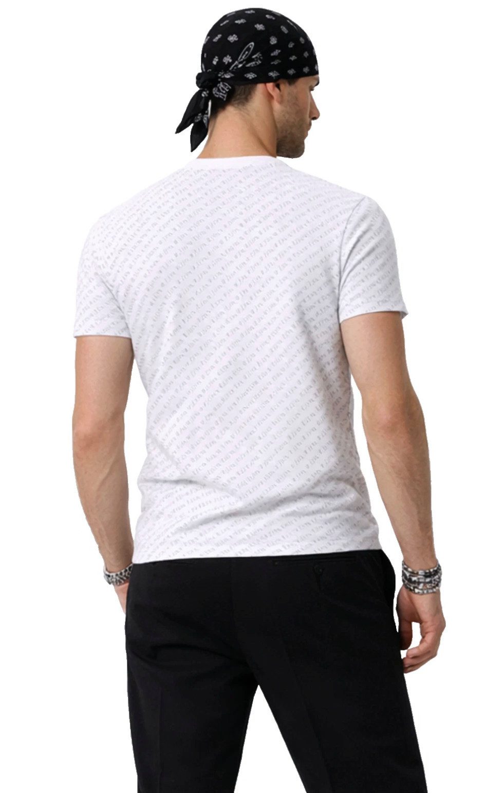 PHILIPP PLEIN T-Shirt Herren Multi Logo Slim fit Skull Tee mit Doppelnadels günstig online kaufen