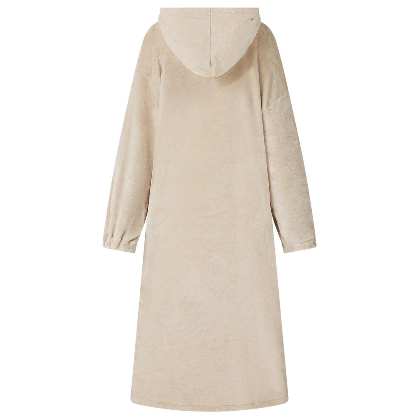 vidaXL Damenbademantel S Decken-Hoodie Beige S Flanell, 100% Baumwolle