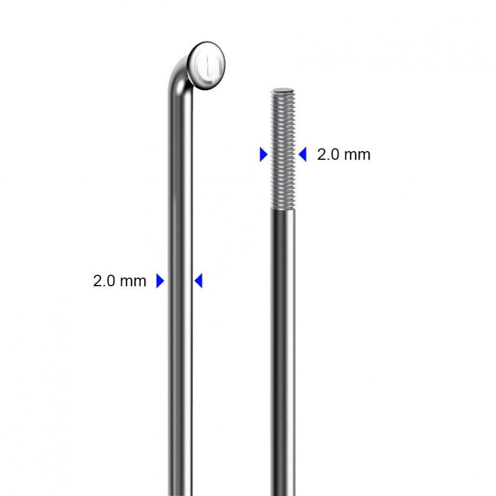 Messingschlager Speichennippel cnSpoke Speiche STD14C 256mm Ø=2,0mm 95° silber 100 Stück Edelstahl oh